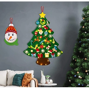 2023 Hot Selling Items Diy Felt Christmas Tree Kids Decorations Hanging Ornaments With Led Light Home Decor Gift For Children Kids