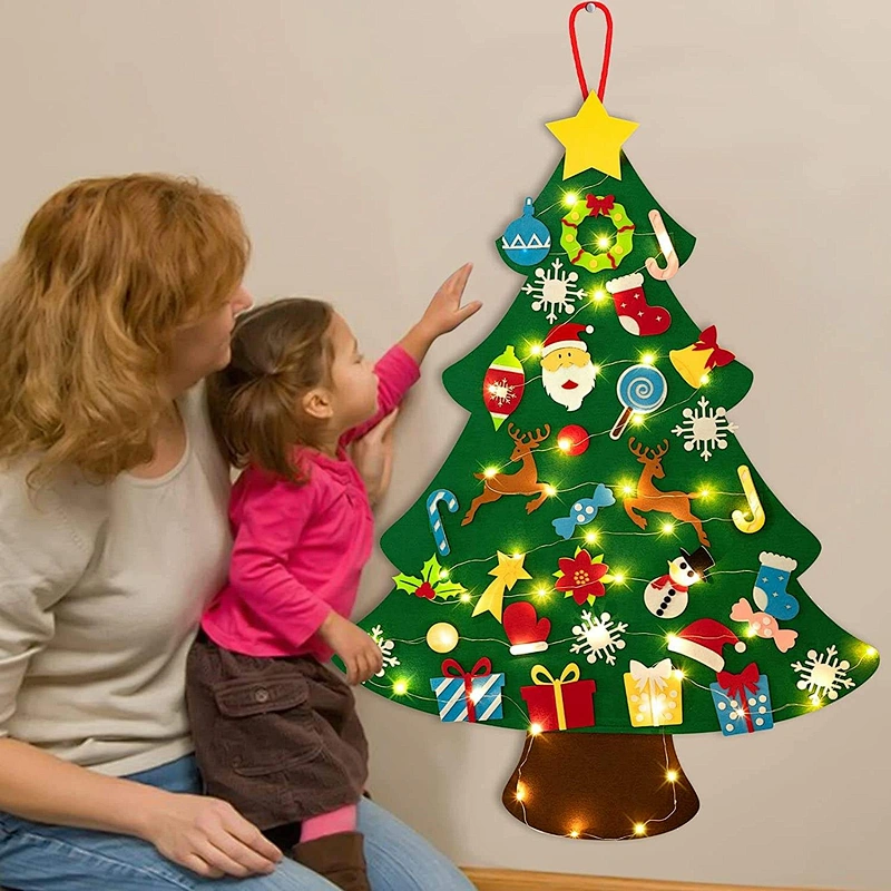 Hot Selling Products 2022 Felt Christmas Tree Diy Wall Hanging Toys Felt Indoor Home Decor Xmas Ornament Eco Friendly