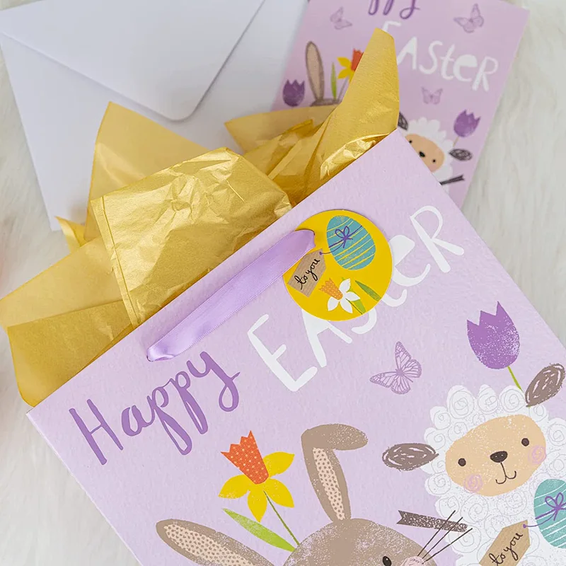 Easter Creative Set Large Paper Shopping Gift Bag with Card Tissue Paper