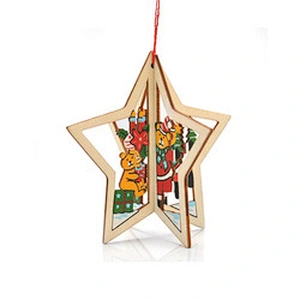 New Arrival Laser Cut 2d 3d Ornament Wooden Hanging Pendant Christmas Tree Decoration