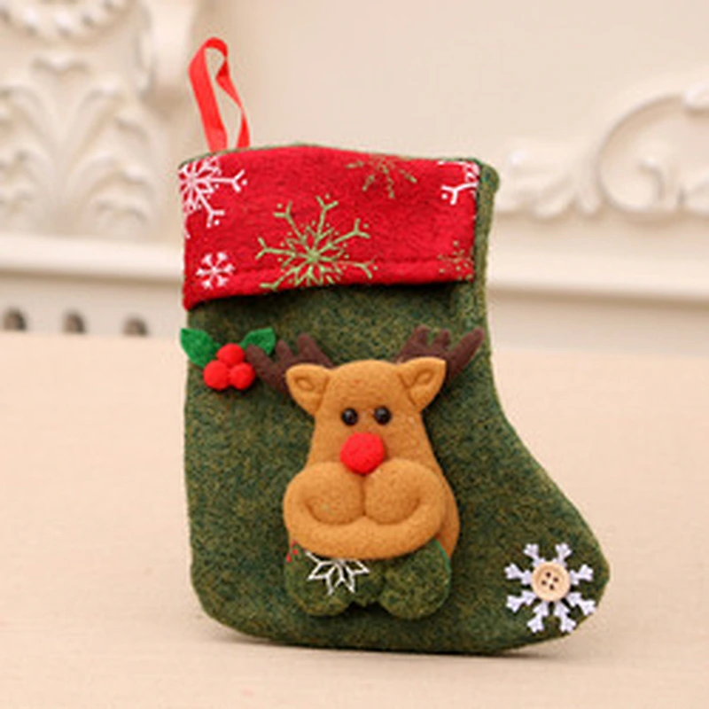 2023 Kids Gift Christmas Stocking Felt Solid Xmas Socks Tree Hanging Ornaments Holiday Candy Bags Fabric Xmas Gift Socks