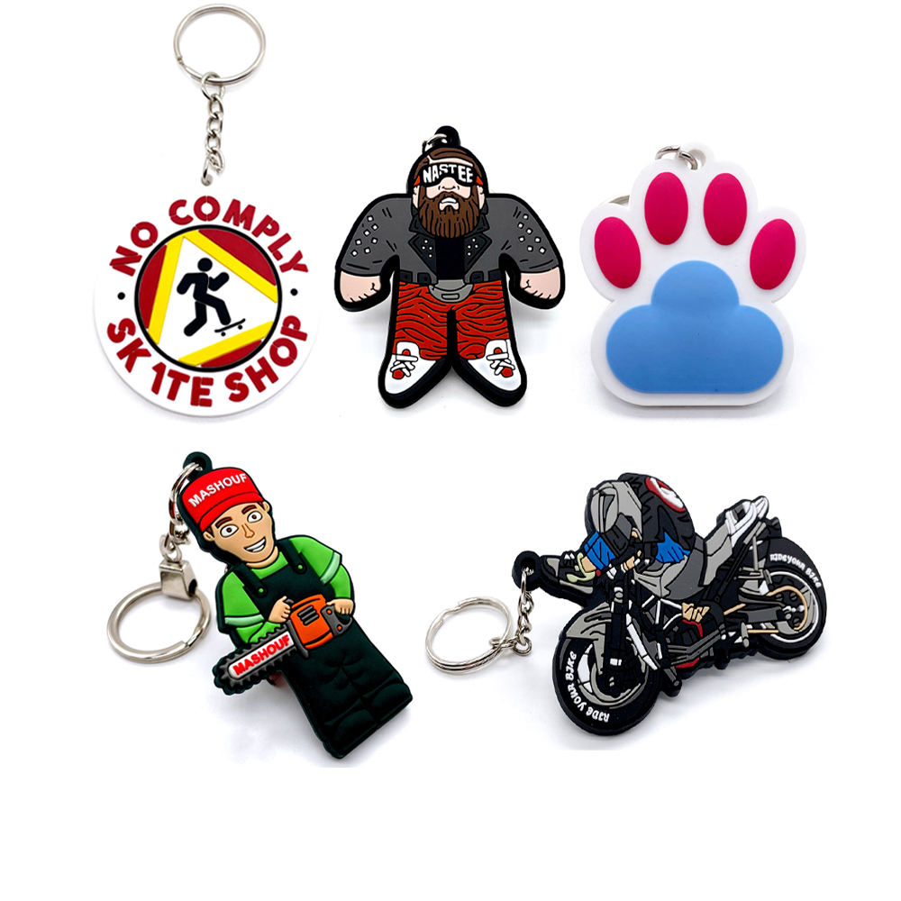 Hot Selling Oem 2d Custom Shaped Soft Pvc Keychain Logo Key Tag Rubber Keyring /no Minimum Custom Keychains