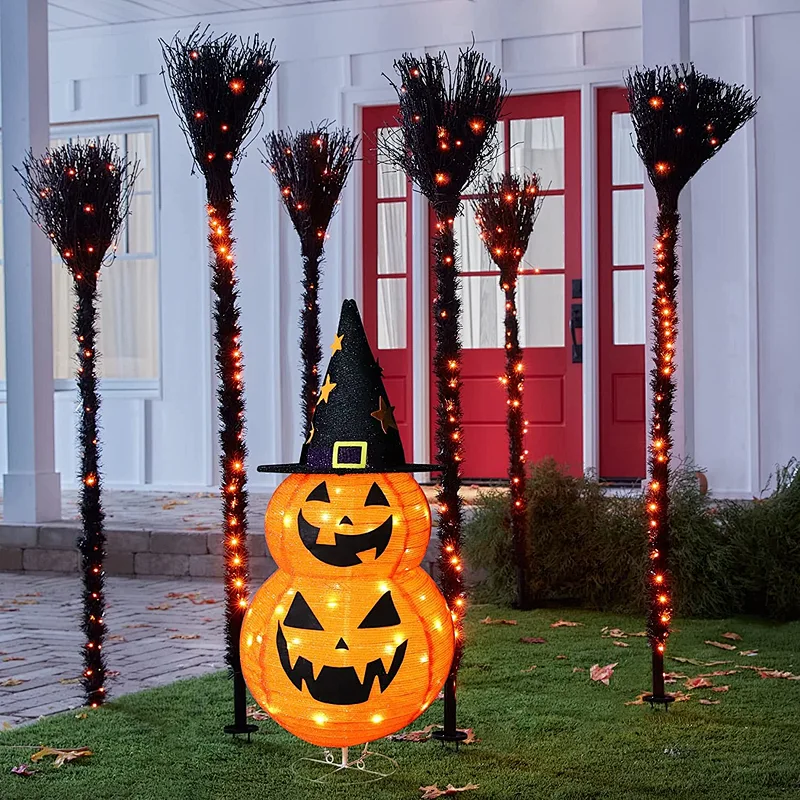 Halloween Decorations 2.6FT Pre-lit Halloween Collapsible Pumpkin Decor