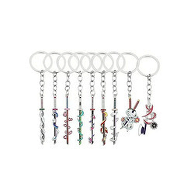 9 Hashiras Demon Slayer Anime Slayer Keychain Pin Set Cartoon Figures Mini Katana Demon Slayer Sword Key Chains