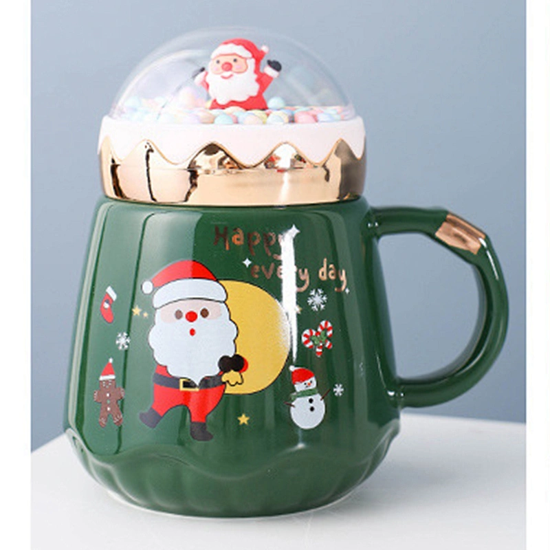 New Item Christmas Decoration Porcelain and Ceramic Mugs Tea Coffee Cup With Cover
