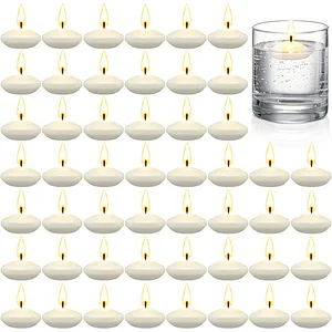 50 Pieces 1.5 Inch Centerpieces Floating Candles for Wedding Party Pool Spa Valentine's Day