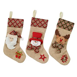 2023 Amazon Hot Sale Factory Price Santa Sock With Hanging Loop Handmade Holiday Christmas Present Felt Santa Stocking
