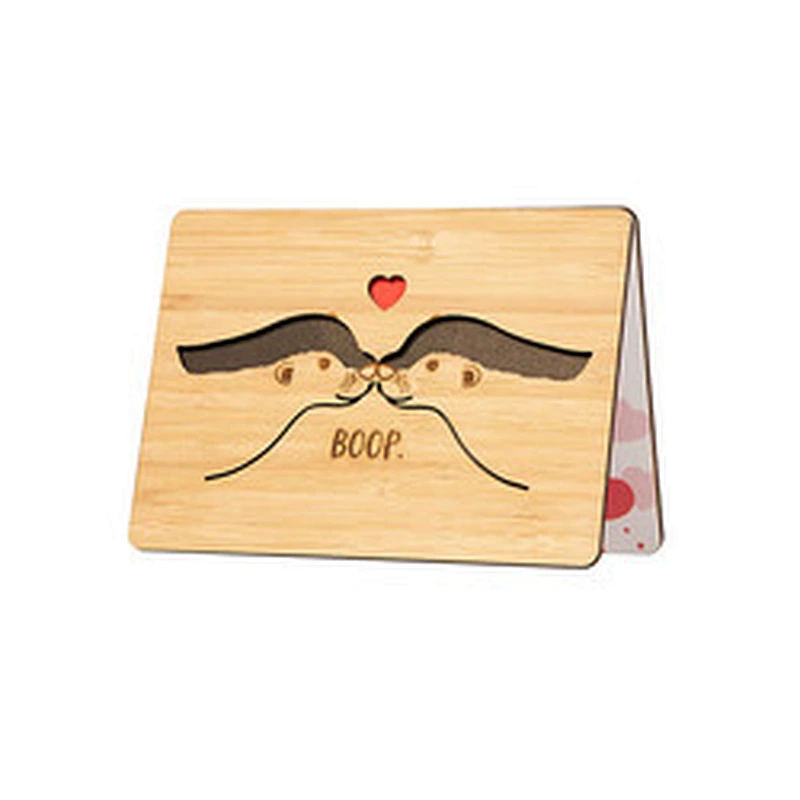 Heart Print Custom LOGO Wooden Gifts Card Wood Wedding Anniversary Birthday Wooden Valentine Day Card for Husband Wife