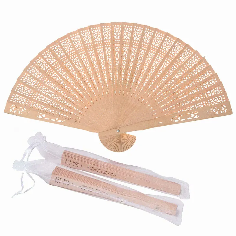 Chinese Carved Folding Fragrance Wood Hand Fan Wedding Fan