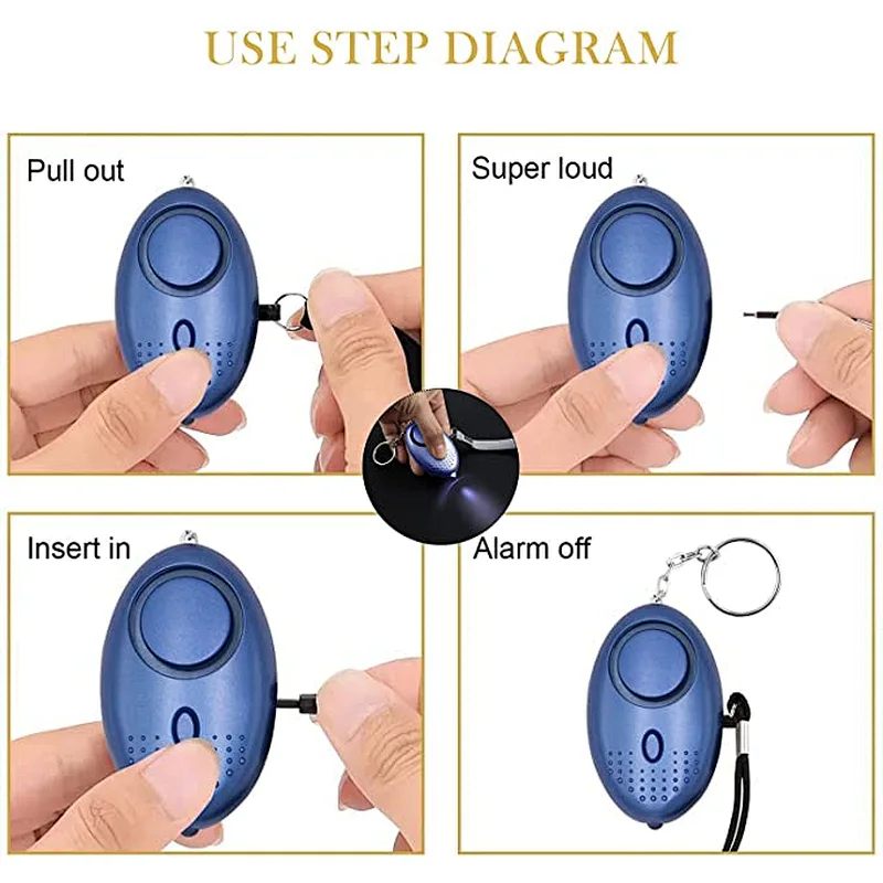 Multi Color Self Defense Keychain Set Pom Pom Sound Alarm Lipstick Holder Whistle Door Opener Bottle Opener Safety Keychain Kit