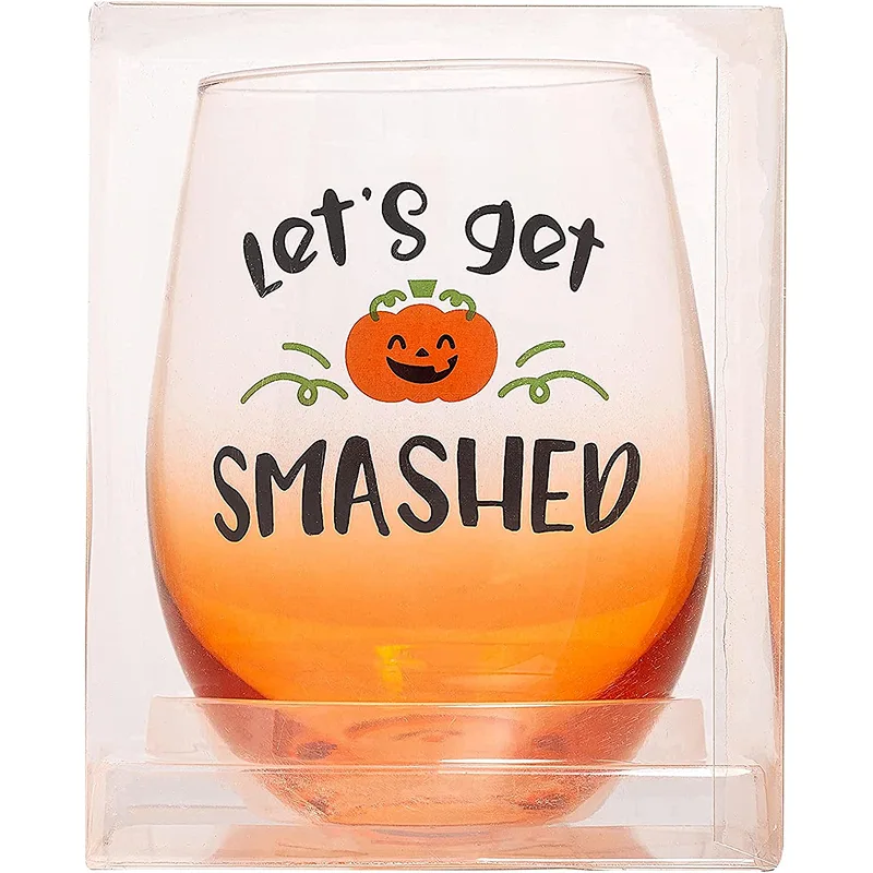 Let's Get Smashed Stemless Wine Glass Halloween Glass Cup Mug