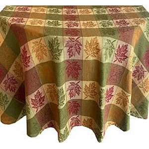 Leaf Jacquard Fall Thanksgiving 100% Cotton Fabric Tablecloth