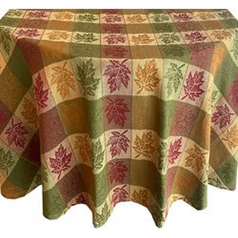 Leaf Jacquard Fall Thanksgiving 100% Cotton Fabric Tablecloth