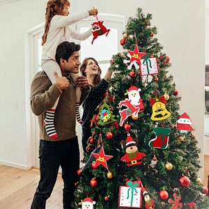 2023 Red Christmas Tree Hanging Tags Pendants Felt Christmas Ornaments Crafts Decor With Strings