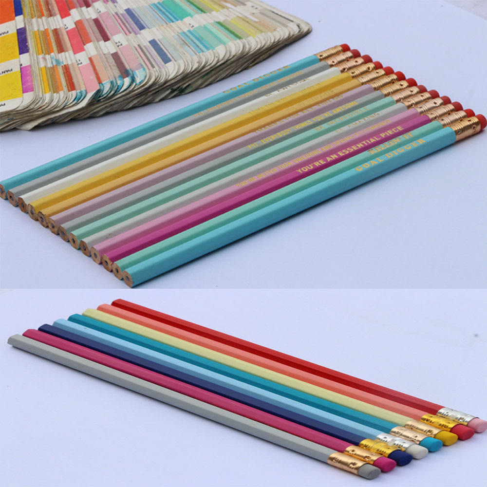 Custom Color Strong Medium-soft Lead #2 Hb Wood-cased Pencils With Eraser