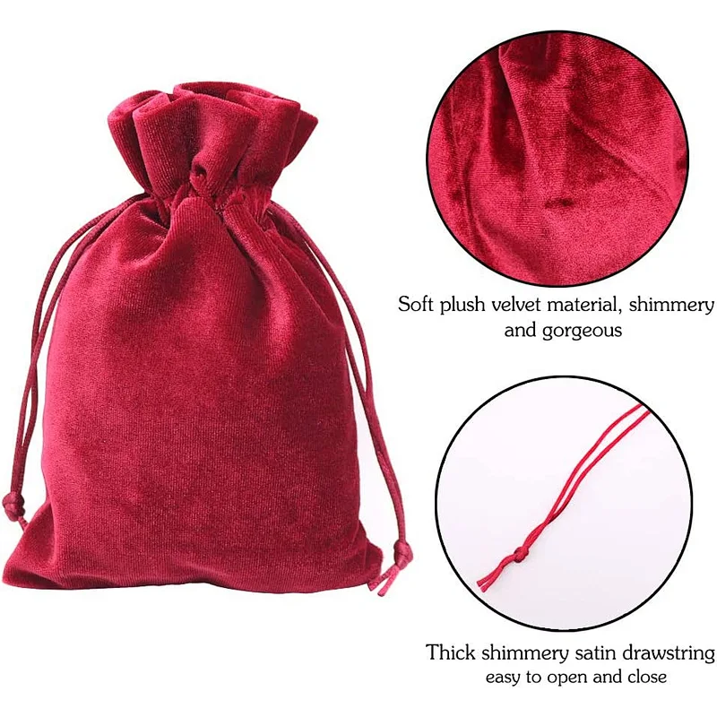 Custom Size Soft Velvet Gift Bags Velvet Drawstring Pouches Gift Bag for Tarot Rune Jewelry Crystal