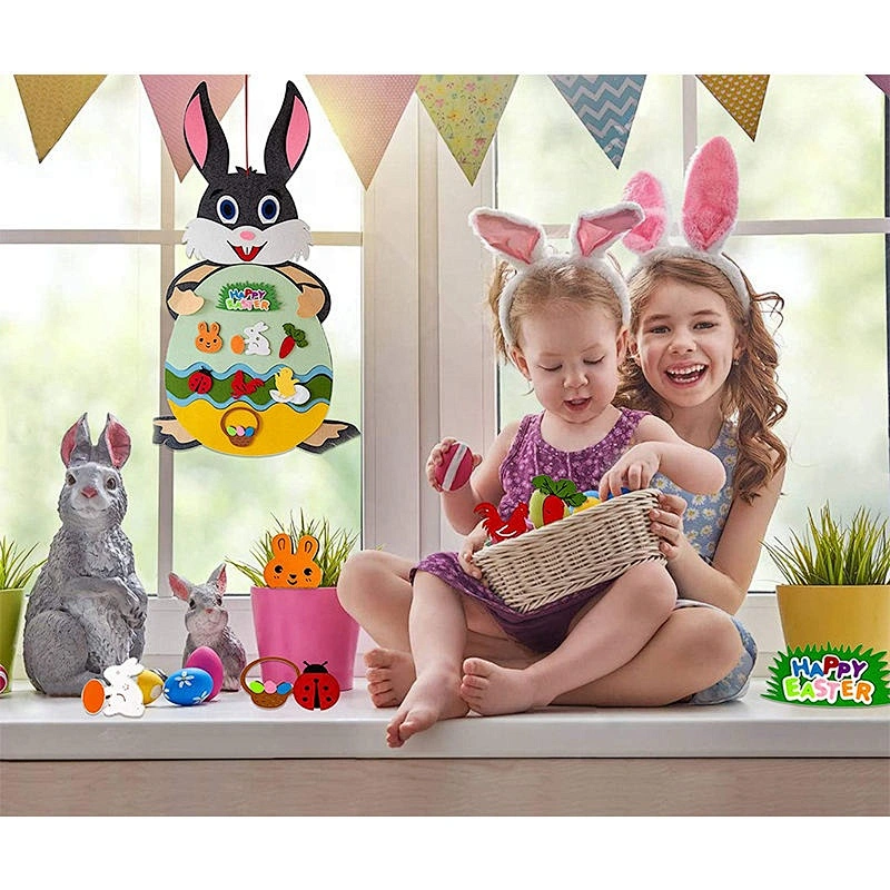 2023 Felt Easter Bunny Toy Easter Bunny And Egg Pendant Children Intelligence Cultivation Fun Toy