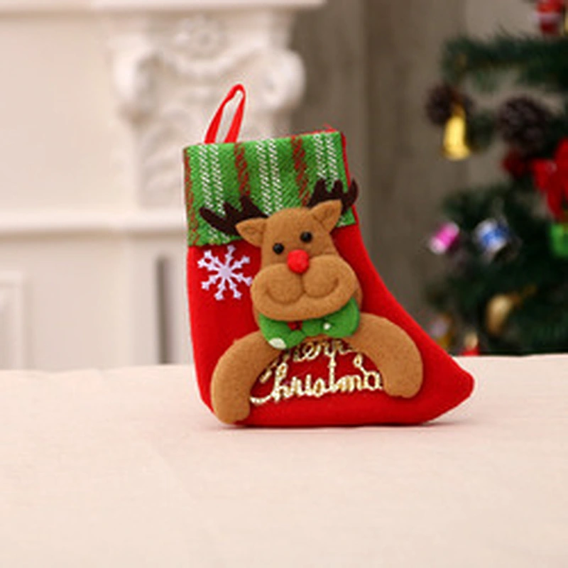 2023 Wholesale Decoration Custom Design Xmas Treat Sock Dear Santa Helper Felt Reindeer Christmas Candy Stocking Xmas Socks