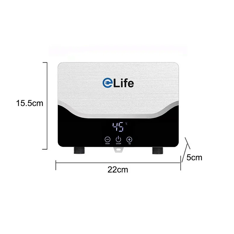 220V 5kw 6kw chauffe eau electrique instantané sans réservoir d'eau