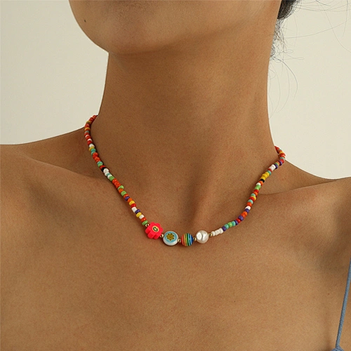 soft ceramic rice bead necklace