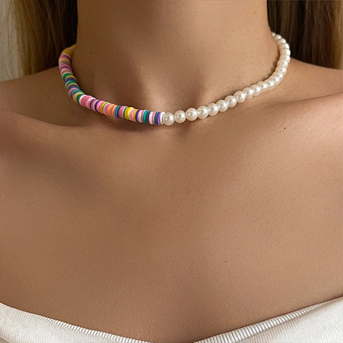 Imitation Pearl Colorful Seed Beads Choker Necklace