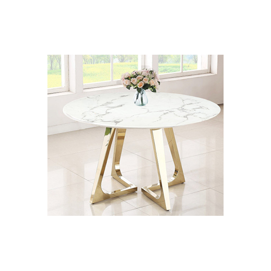white marble top gold stainless steel dining table dining set