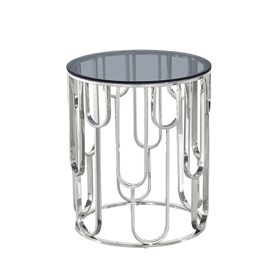 round smoked glass side table