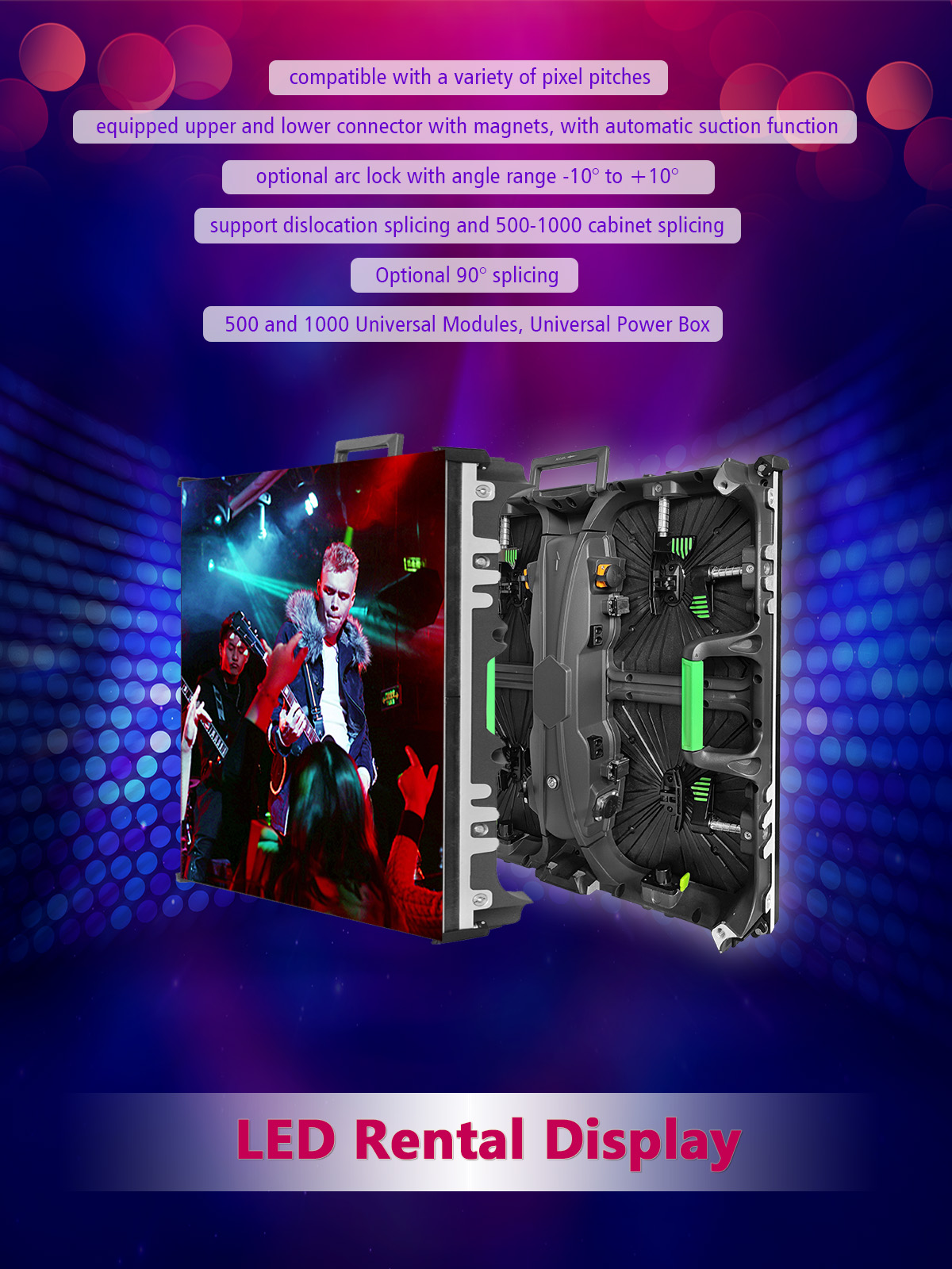 indoor rental LED display,outdoor rental LED display,quick installation,front service