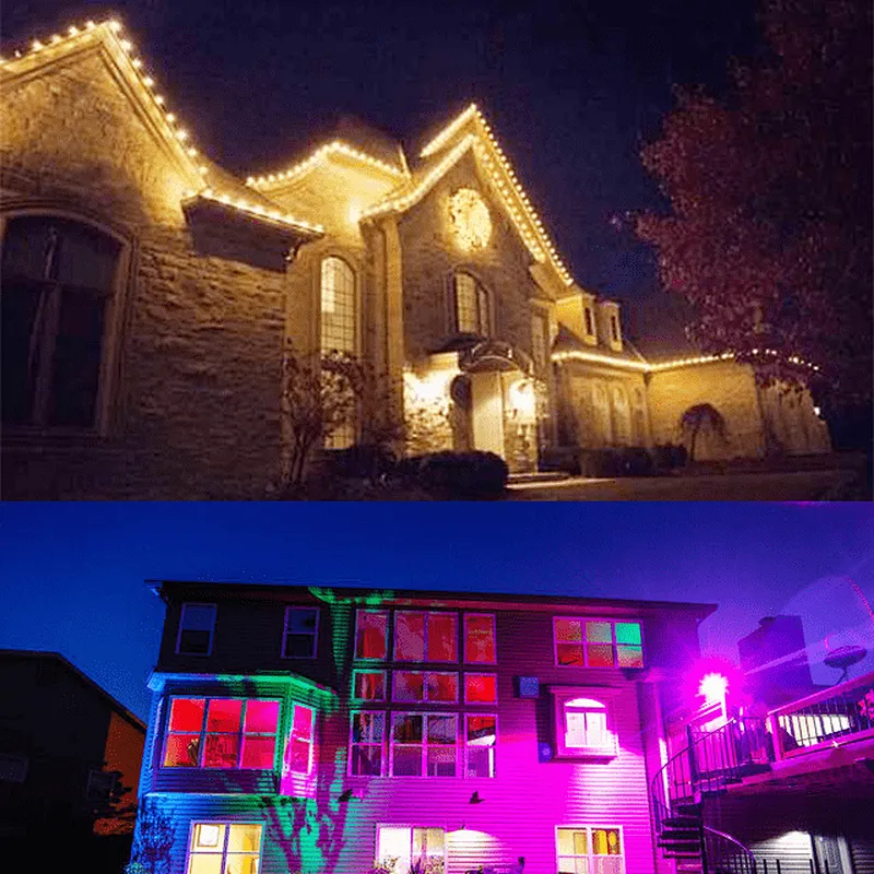 24v 12v holiday lawn led permanent light wifi control rgb flood landscape led solar outdoor christmas lawn garden led lights