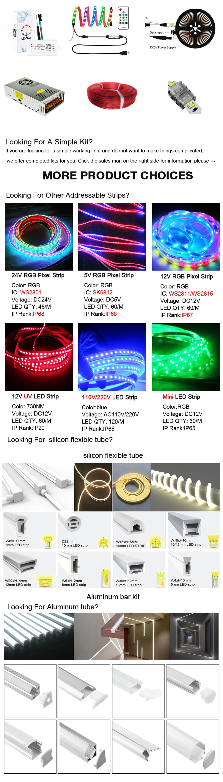 12vdc rgb addressable led strip lights