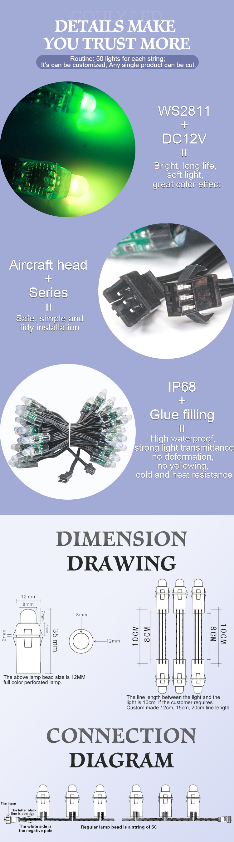 rgbw individual 12mm led pixel light