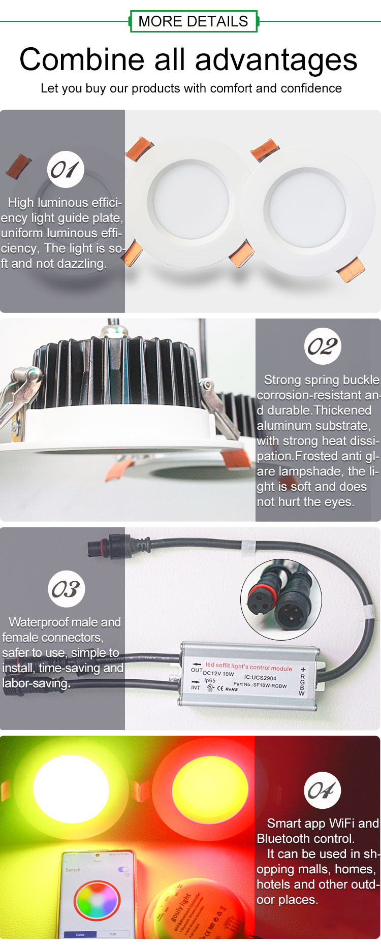 rgbw led soffit light