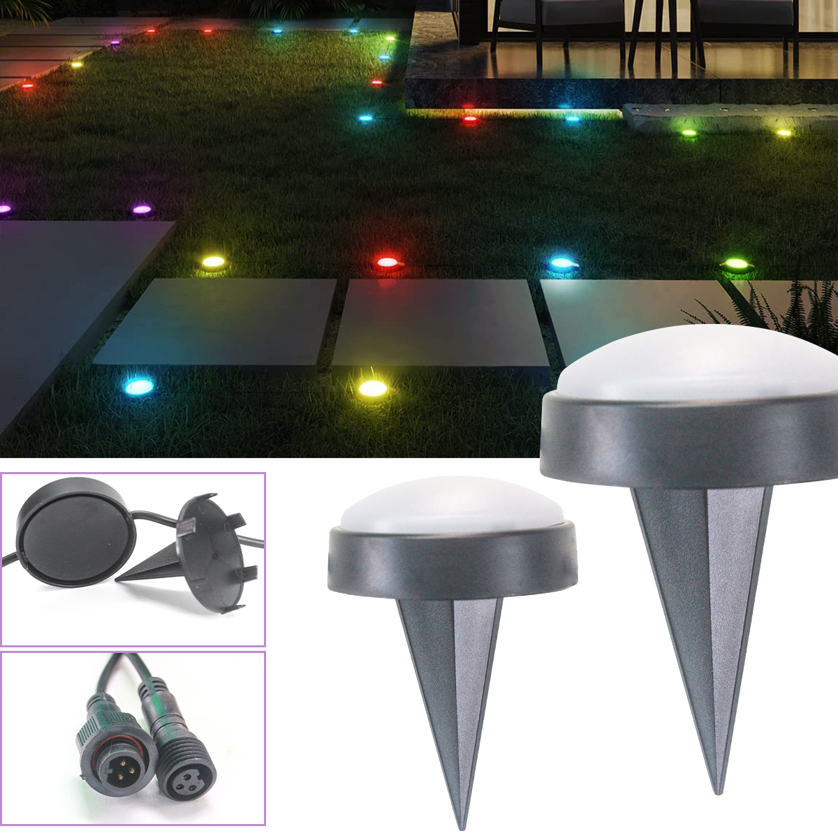 New rgb colorful garden light led ip67 outdoor waterproof corridor garden lawn mosaic buried light string
