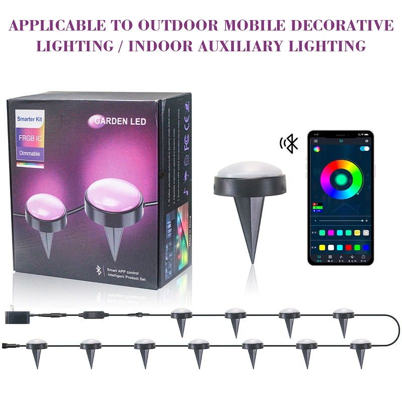 New rgb colorful garden light led ip67 outdoor waterproof corridor garden lawn mosaic buried light string