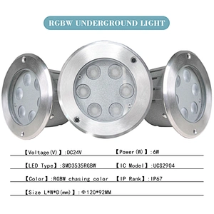 Led rgbw stainless steel circular buried light IP67 outdoor square courtyard garden embedded colorful buried lamp