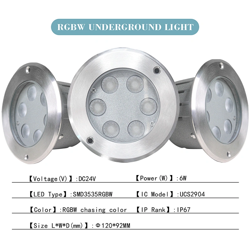 Led rgbw stainless steel circular buried light IP67 outdoor square courtyard garden embedded colorful buried lamp