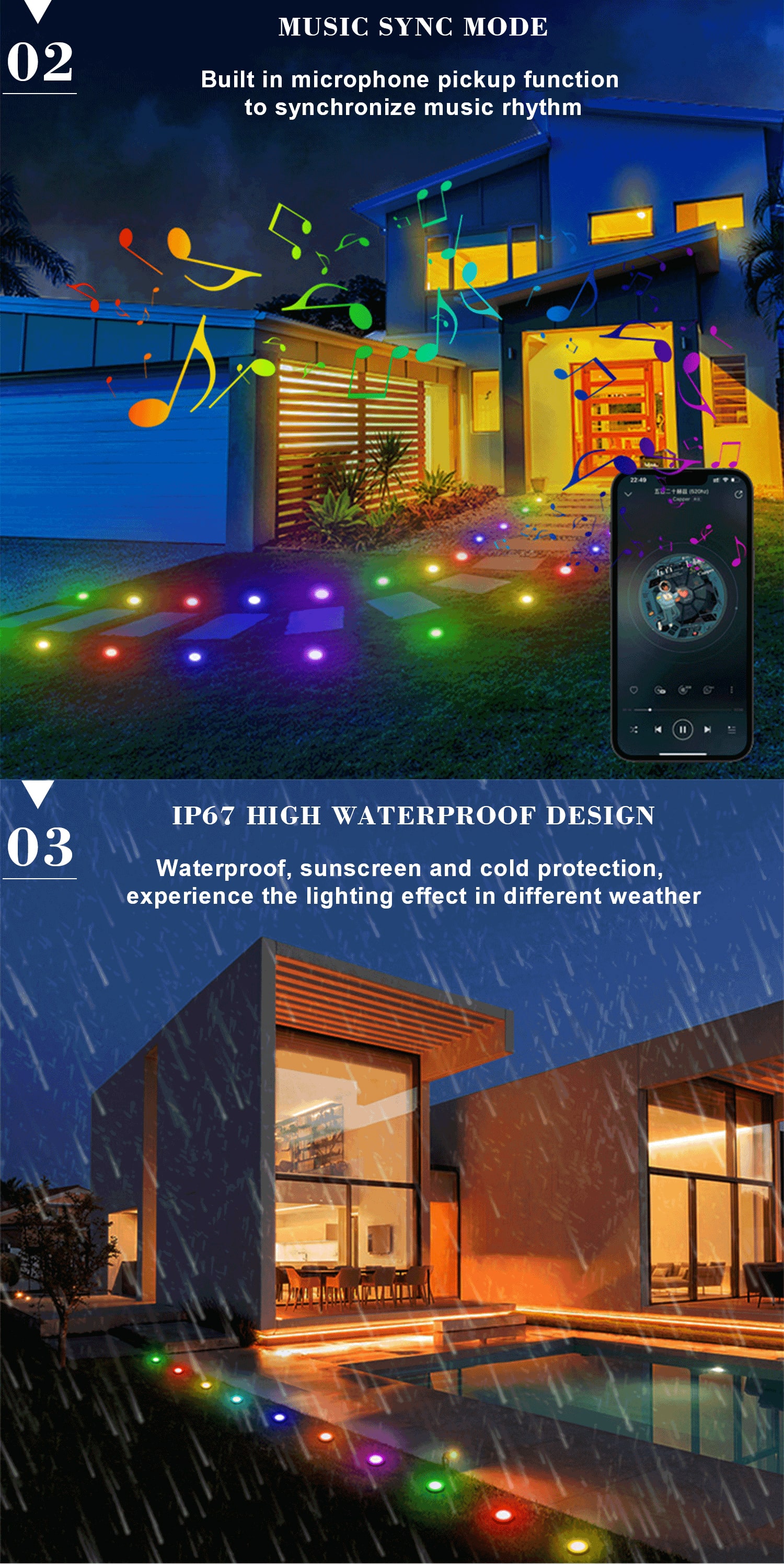 led buried light music control