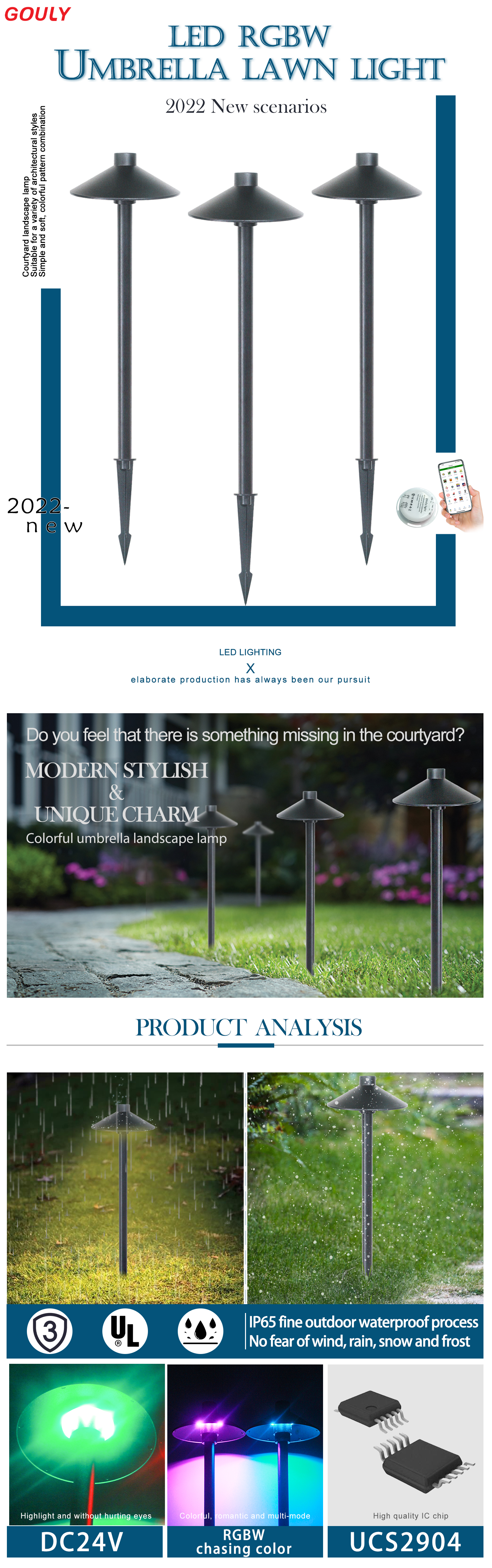landscape garden light umbrella style