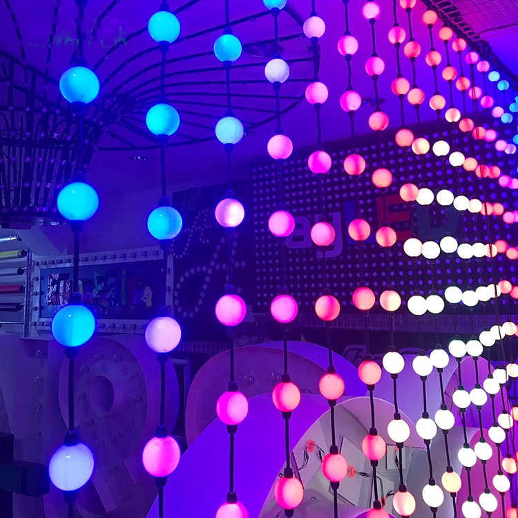 3d led pixel ball rgbw colorful 12V christmas lights wholesale WiFi Bluetooth intelligent control led disco ball string light