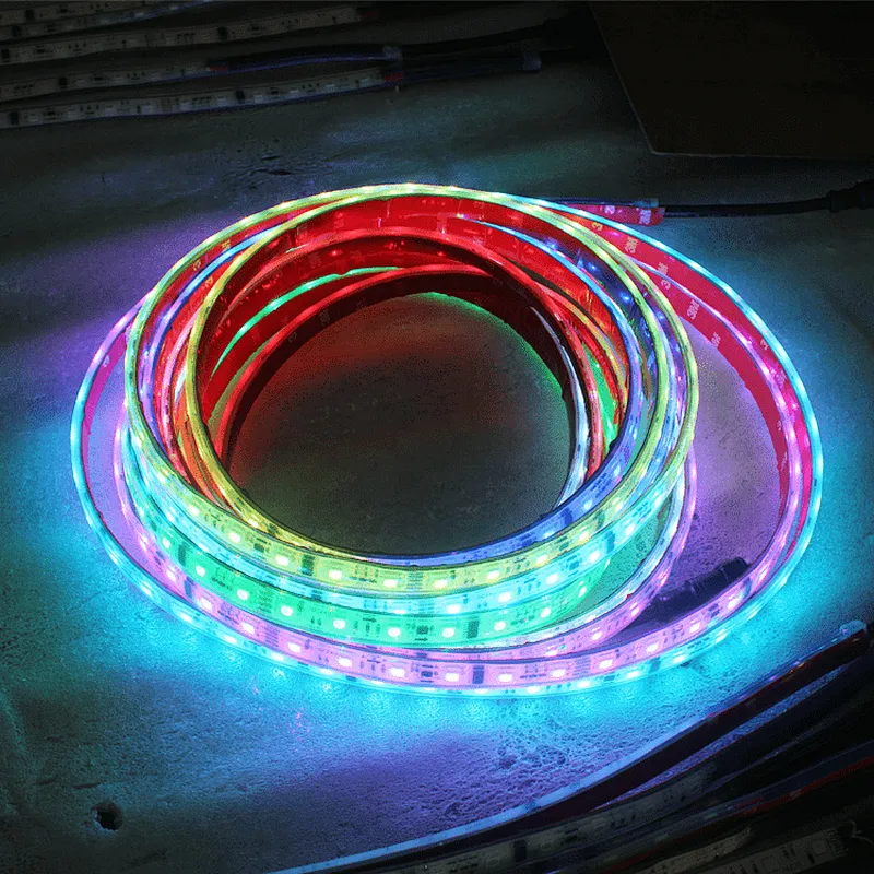 adressable  rgb led strip lights 10 meters  waterproof ws2812 2801 rgbic  smart led strip light control