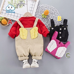 Children's Cotton Clothing Sets  autumn long sleeve overalls with cute Wing at back