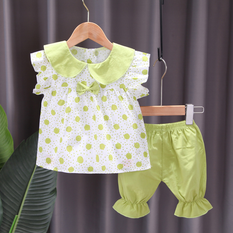 baby girls doll collar top+pants