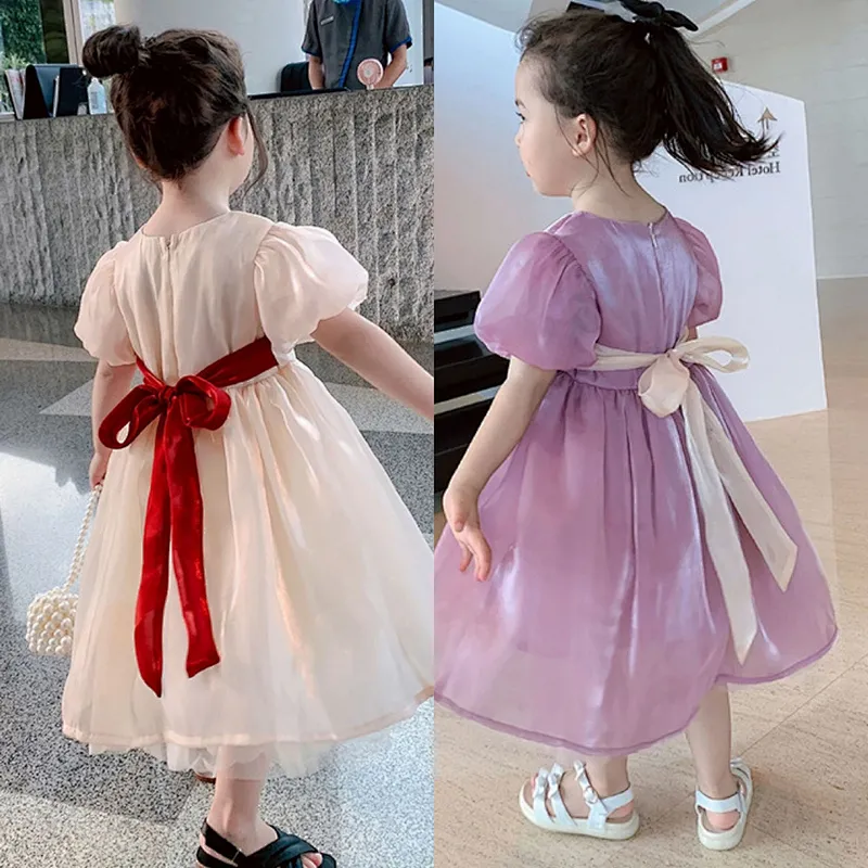 Wholesale baby girl dress summer kid dress girls' velvet ribbon dress girls skirts