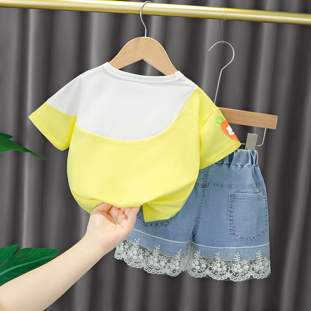good selling baby girls summer t shirt jean short