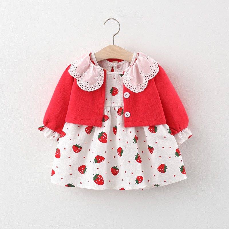 1-5 year baby girls autumn wear tow pieces dress set