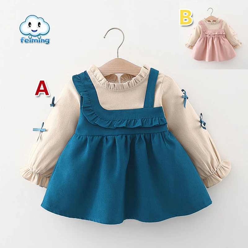 Long sleeve baby girls autumn dress girls kids dress for autumn 2022