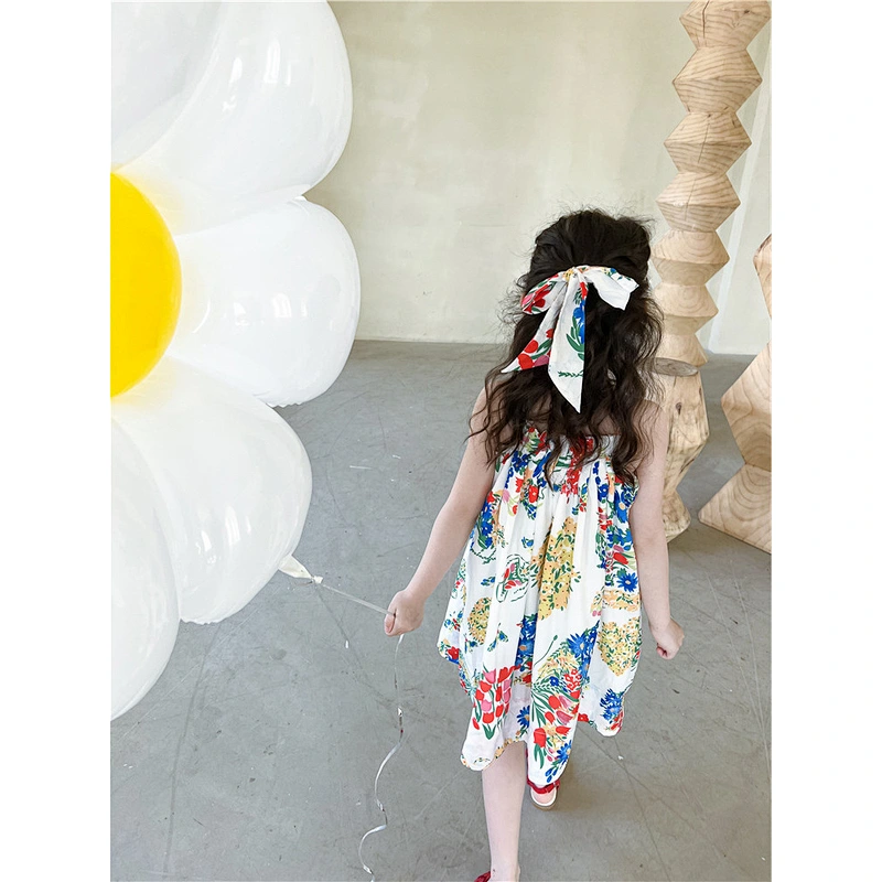 teenager dress girls flower print dress girls' sleeveless dresses