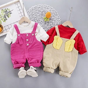 Children's Cotton Clothing Sets  autumn long sleeve overalls with cute Wing at back