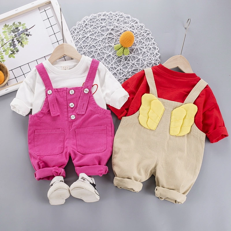 Children's Cotton Clothing Sets  autumn long sleeve overalls with cute Wing at back