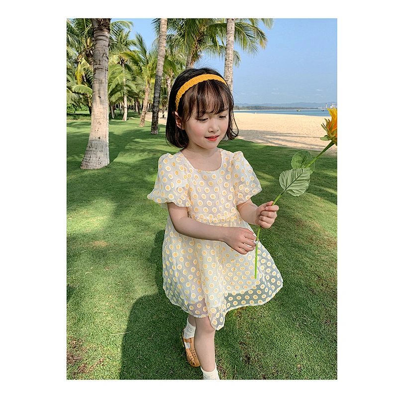 Summer sunflower dress kids boutique girl kids dress